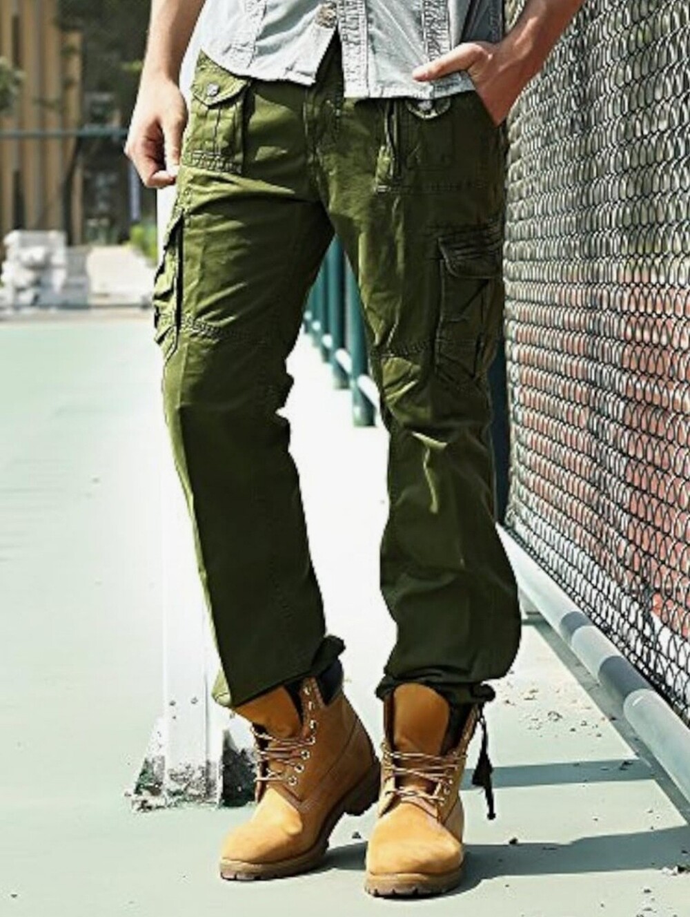 Men's Olive Green Cargo Pants - Casual Utility Style Size 36! Worn Once!